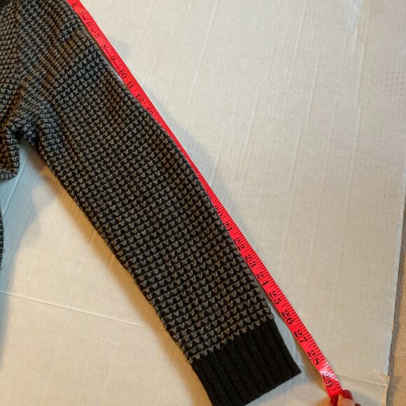 Eileen Fisher Cardigan Asymmetric Sweater Waffle Knit Black Gray  Medium - Picture 13 of 13